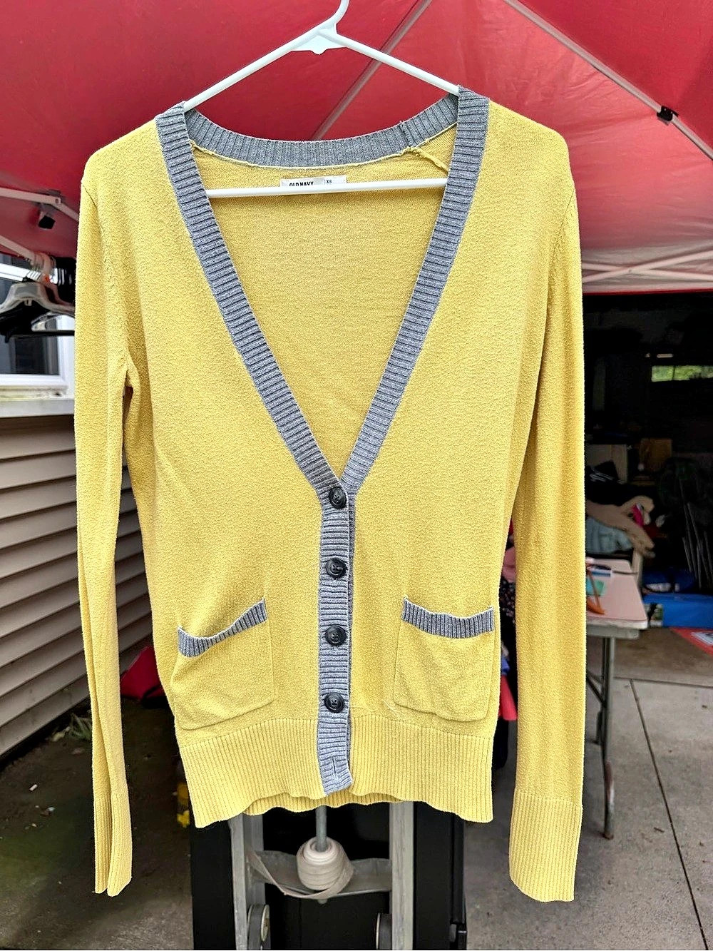 Old Navy Women's Yellow Gray Cardigan Size XS Like New